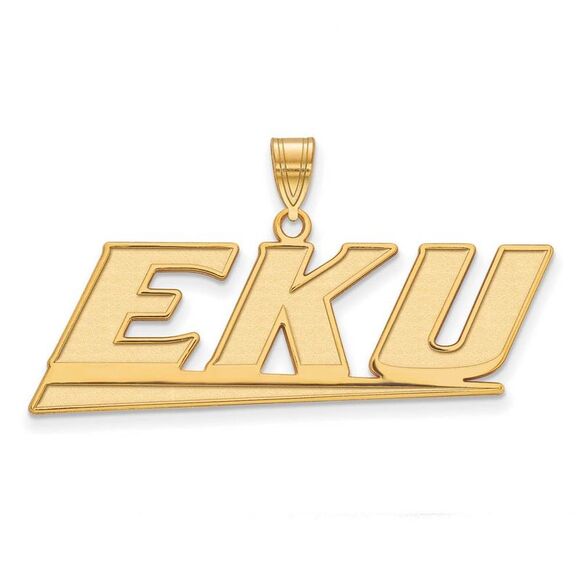 10k Yellow Gold Eastern Kentucky U Large Logo Pendant - Picture 1 of 2